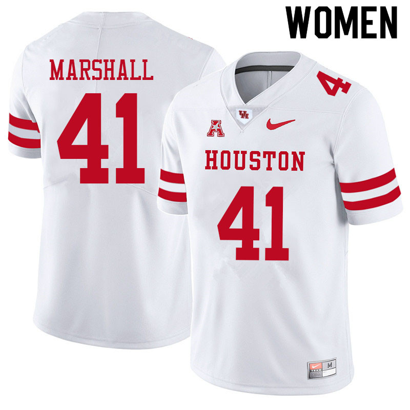 Women #41 T.J. Marshall Houston Cougars College Football Jerseys Sale-White - Click Image to Close